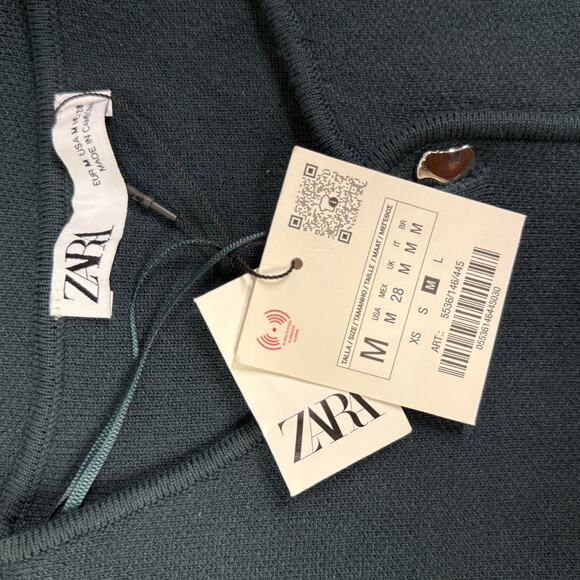 ZARA Black Gray Knit Cropped Cardigan Whimsigoth Grunge Woman’s Size Medium NWT - Picture 6 of 9